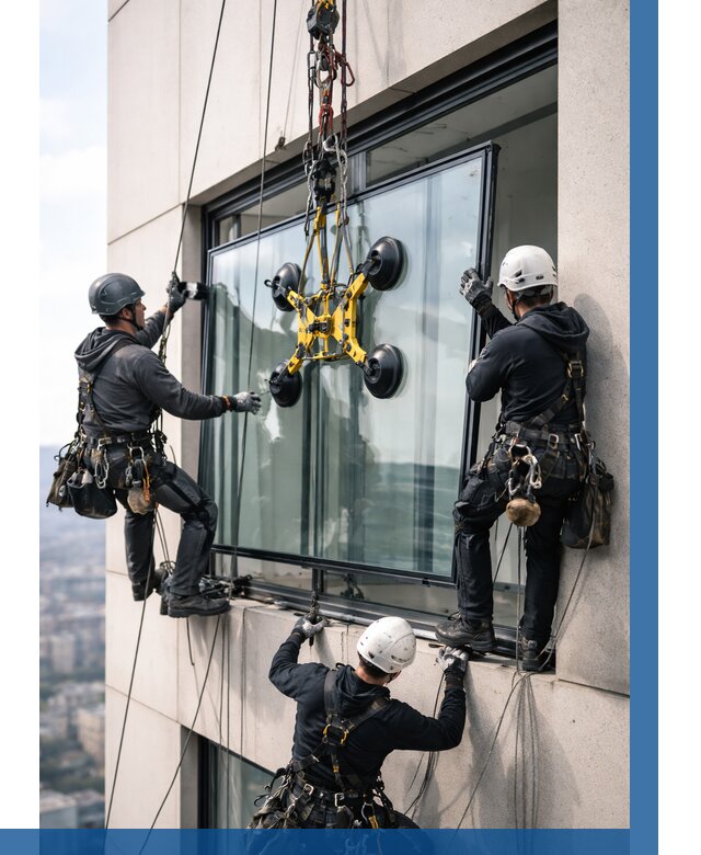 Монтаж стеклопакетов на высоте в Лабинске от 3432 р. | ВЫСОТНИК-Лбк