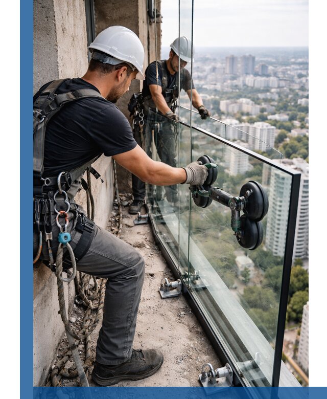 Монтаж стеклянных ограждений под ключ с гарантией в Лабинске