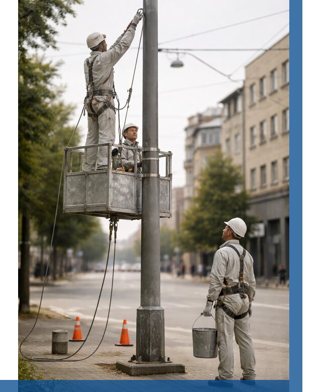 Покраска опор освещения в Лабинске от 5362 р. | ВЫСОТНИК-Лбк
