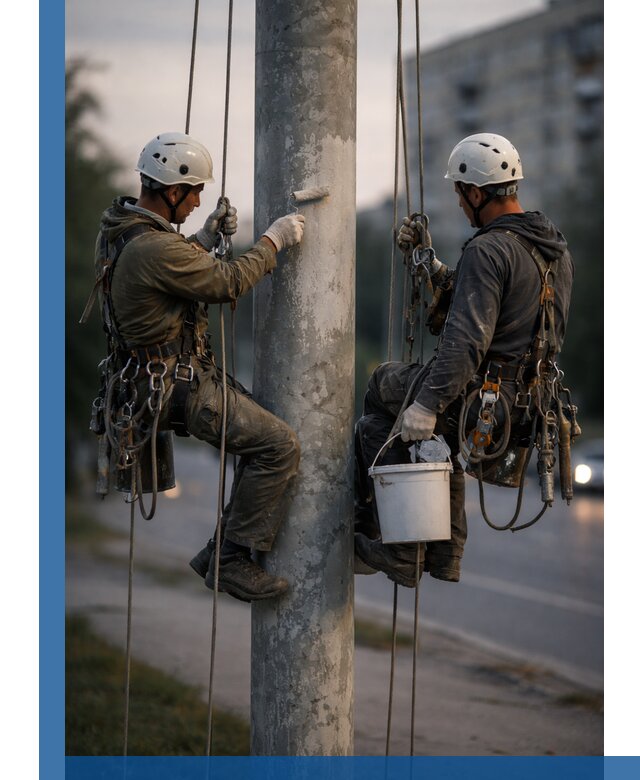 Покраска опор освещения и антикоррозийная защита в Лабинске
