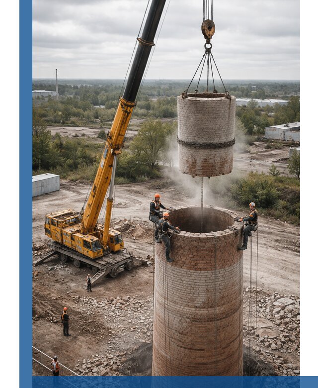 Демонтаж дымовой трубы в Лабинске с гарантиями безопасности