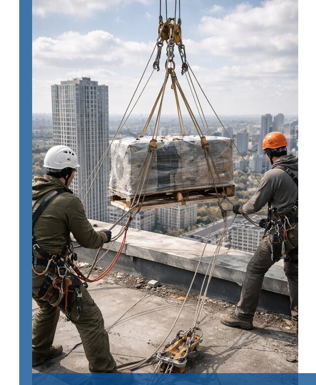 Подъем и монтаж крупногабаритных грузов на крышу в Лабинске