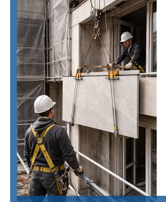 Подъем керамогранита на этаж в Лабинске грузчиками и техникой