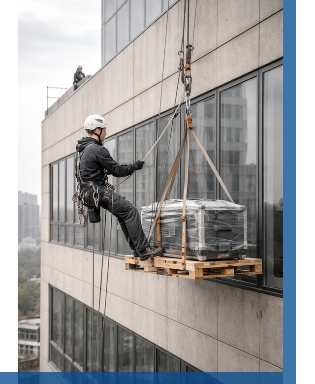 Спуск груза по фасаду в Лабинске от 3753 р. | ВЫСОТНИК-Лбк