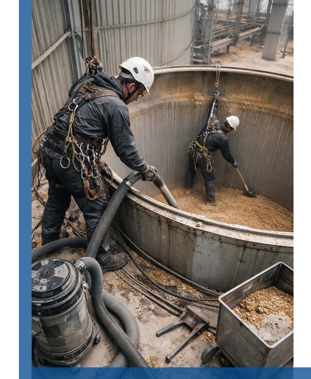 Профессиональная чистка зерновых бункеров в Лабинске с выездом