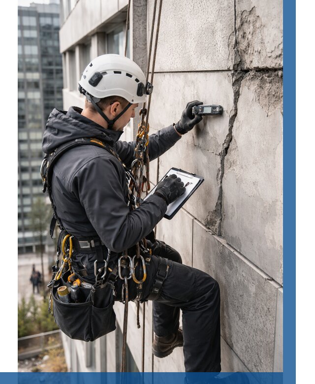 Обследование фасада альпинистами в Лабинске от 129 р. | ВЫСОТНИК-Лбк