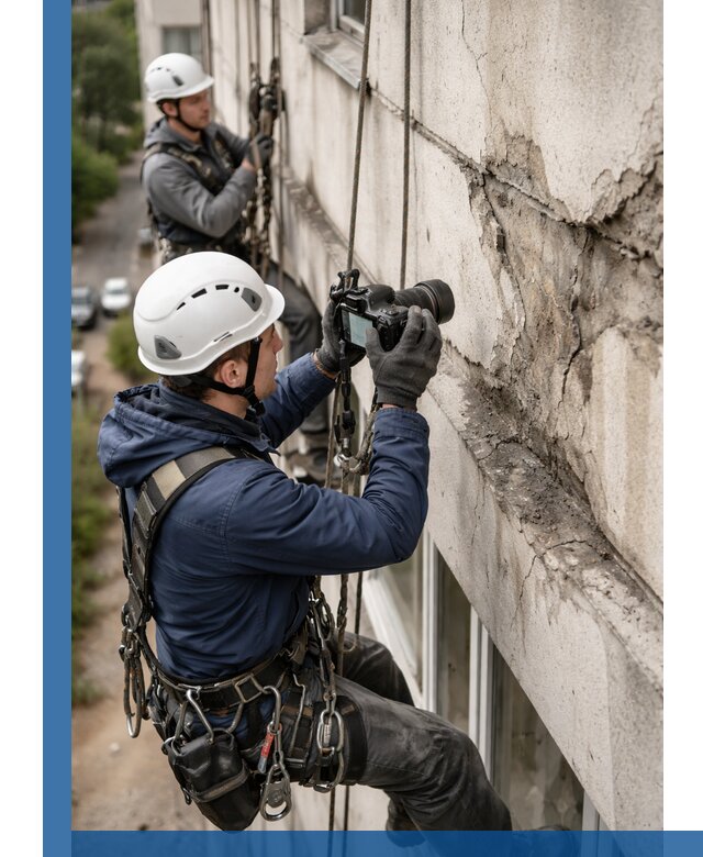 Фотофиксация дефектов фасада с высотной съемкой в Лабинске