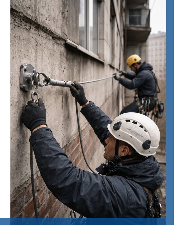 Монтаж анкерных линий в Лабинске от 3217 р. | ВЫСОТНИК-Лбк