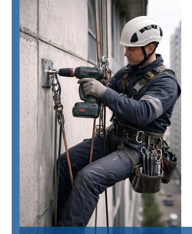 Установка анкерных точек для высотных работ в Лабинске