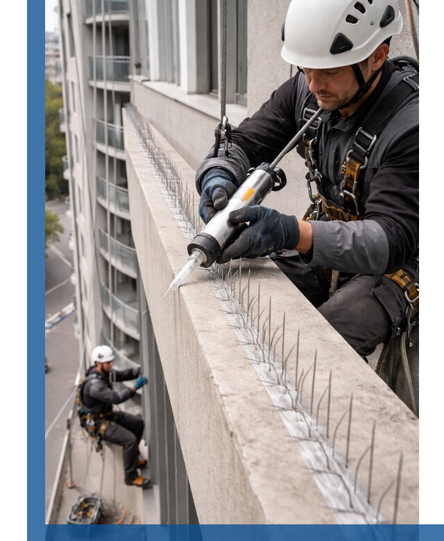 Установка шипов от птиц на фасадах и кровлях в Лабинске